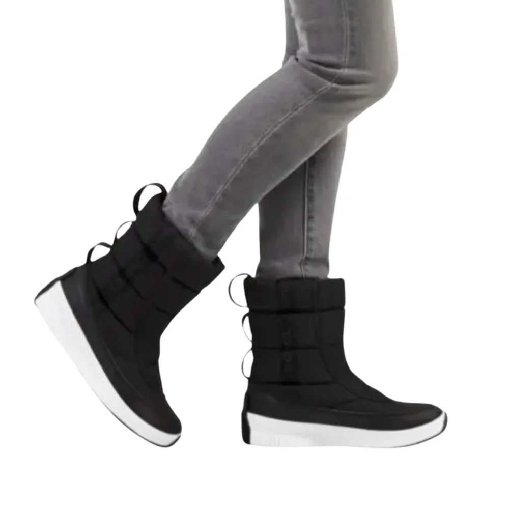SOREL Out N About Puffy WINTER WATERPROOF Boots Matte Black Warm Shoes 8.5 - Picture 2 of 9